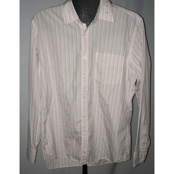 J. Crew Other - J. Crew Button Up Shirt Mens Size M Blue Red White Pink Stripe LS Tailored Fit